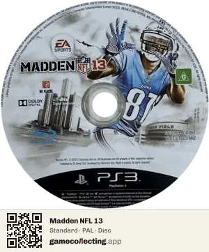 Madden NFL 13 PlayStation 3, PAL disc