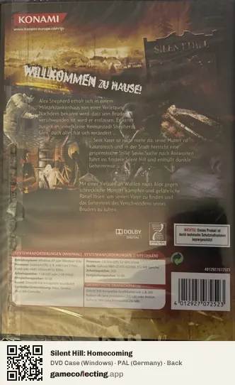 Silent Hill: Homecoming Computer, Germany box back