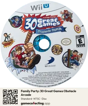 Family Party: 30 Great Games Obstacle Arcade Nintendo Wii U, NTSC disc