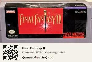 Final Fantasy II Super Nintendo Entertainment System, NTSC cartridge label