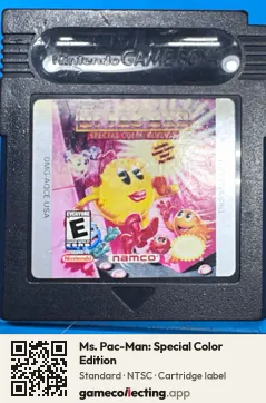 Ms. Pac-Man: Special Color Edition Game Boy Color, NTSC cartridge label