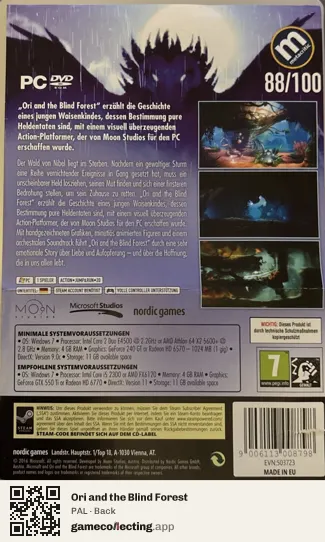 Ori and the Blind Forest Computer, PAL box back