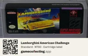 Lamborghini American Challenge Super Nintendo Entertainment System, NTSC cartridge label