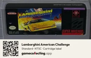 Lamborghini American Challenge Super Nintendo Entertainment System, NTSC cartridge label