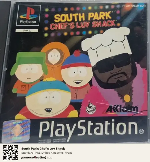 South Park: Chef's Luv Shack PlayStation, United Kingdom box front