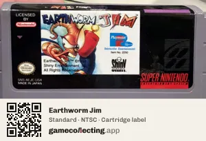 Earthworm Jim Super Nintendo Entertainment System, NTSC cartridge label