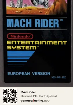 Mach Rider Nintendo Entertainment System, PAL cartridge label