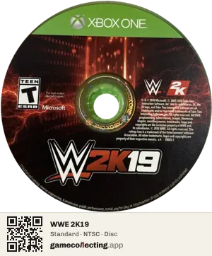 WWE 2K19 Xbox One, NTSC disc