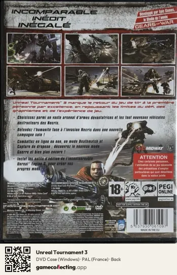 Unreal Tournament 3 Computer, France box back