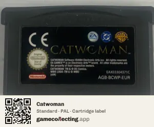 Catwoman Game Boy Advance, PAL cartridge label