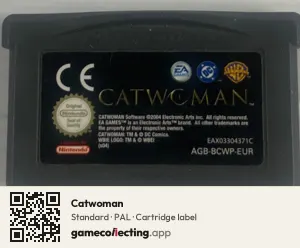 Catwoman Game Boy Advance, PAL cartridge label