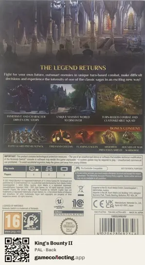 King's Bounty II Nintendo Switch, PAL box back