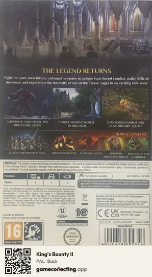 King's Bounty II Nintendo Switch, PAL box back