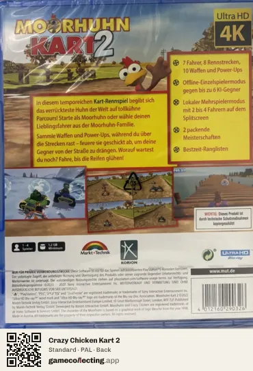 Crazy Chicken Kart 2 PlayStation 4, PAL box back