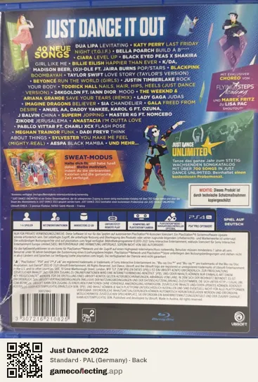 Just Dance 2022 PlayStation 4, Germany box back