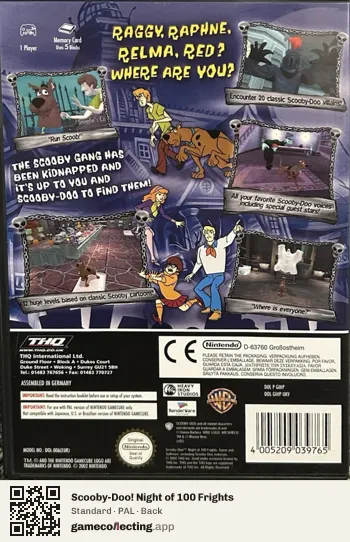Scooby-Doo! Night of 100 Frights Nintendo GameCube, PAL box back