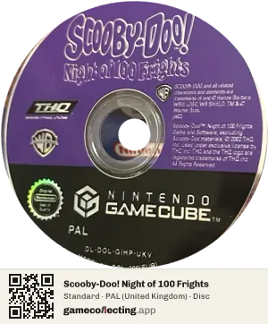 Scooby-Doo! Night of 100 Frights Nintendo GameCube, PAL disc