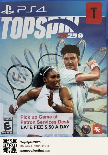 Top Spin 2K25 PlayStation 4, NTSC box front