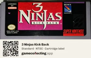 3 Ninjas Kick Back Super Nintendo Entertainment System, NTSC cartridge label