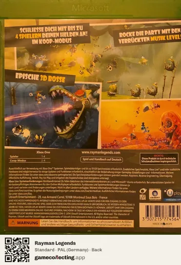 Rayman Legends Xbox One, Germany box back
