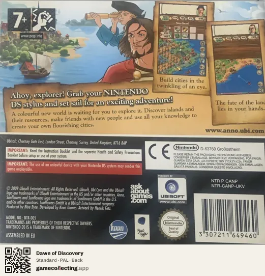 Dawn of Discovery Nintendo DS, PAL box back