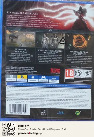 Diablo IV PlayStation 4, United Kingdom box back