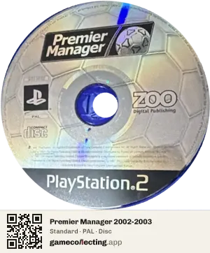 Premier Manager 2002-2003 PlayStation 2, PAL disc