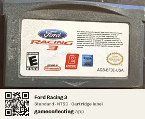 Ford Racing 3 Game Boy Advance, NTSC cartridge label