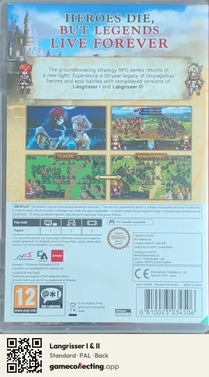 Langrisser I & II Nintendo Switch, PAL box back