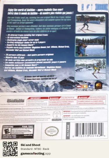 Ski and Shoot Nintendo Wii, NTSC box back
