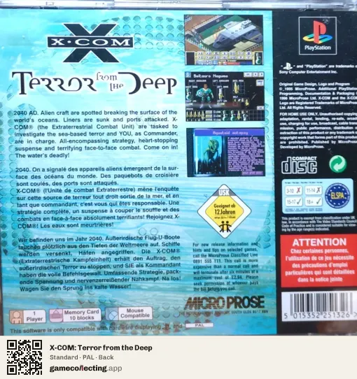 X-COM: Terror from the Deep PlayStation, PAL box back