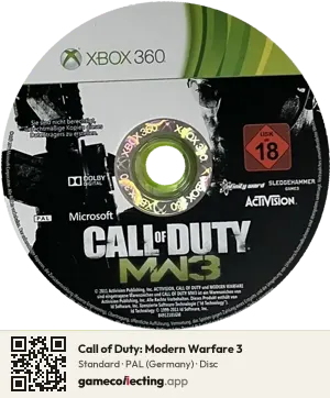 Call of Duty: Modern Warfare 3 Xbox 360, PAL disc