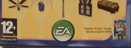 The Sims 2: Mansion & Garden Stuff, the PEGI square on its front