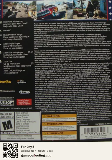 Far Cry 5 Xbox One, NTSC box back