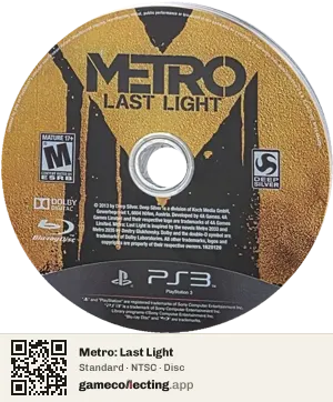 Metro: Last Light PlayStation 3, NTSC disc
