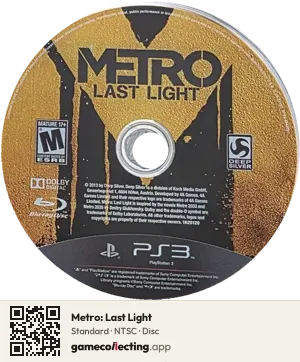 Metro: Last Light PlayStation 3, NTSC disc