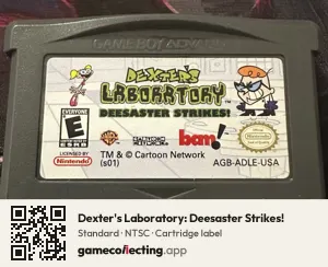 Dexter's Laboratory: Deesaster Strikes! Game Boy Advance, NTSC cartridge label