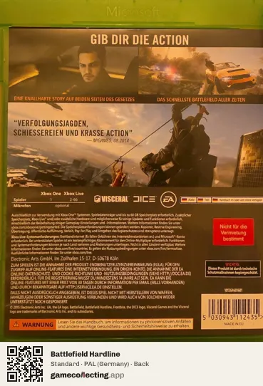 Battlefield Hardline Xbox One, Germany box back