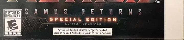 Metroid: Samus Returns, the ESRB box on its front