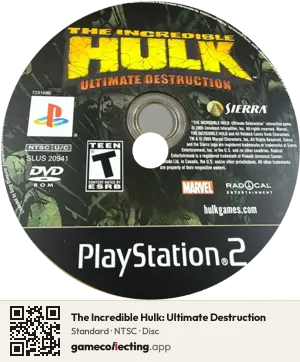 The Incredible Hulk: Ultimate Destruction PlayStation 2, NTSC disc