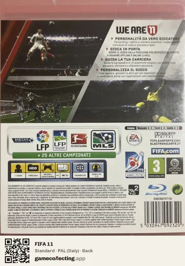 FIFA 11 PlayStation 3, Italy box back