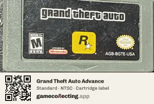 Grand Theft Auto Advance Game Boy Advance, NTSC cartridge label