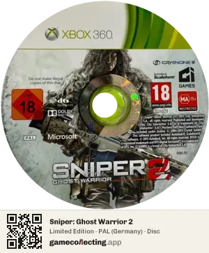 Sniper: Ghost Warrior 2 Xbox 360, PAL disc