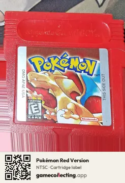 Pokémon Red Version Game Boy, NTSC cartridge label