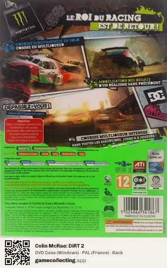 Colin McRae: DiRT 2 Computer, France box back