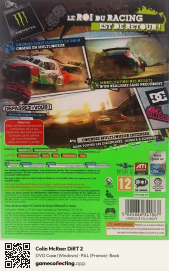 Colin McRae: DiRT 2 Computer, France box back