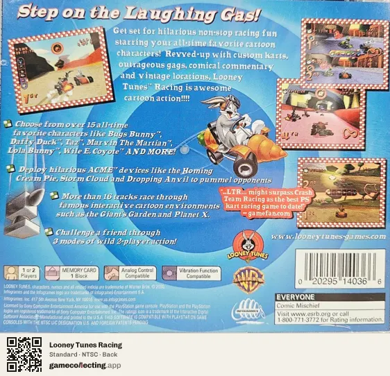 Looney Tunes Racing PlayStation, NTSC box back