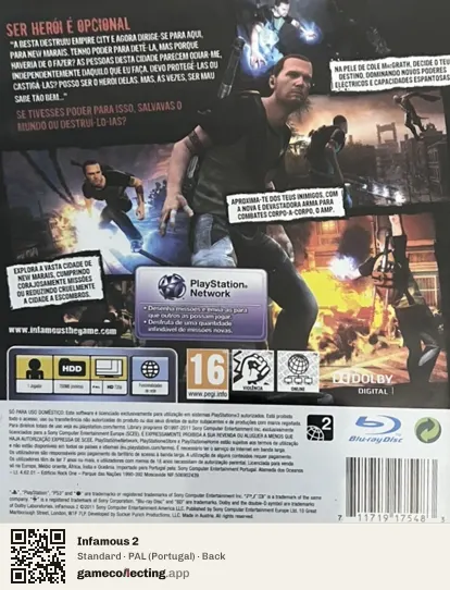 Infamous 2 PlayStation 3, Portugal box back