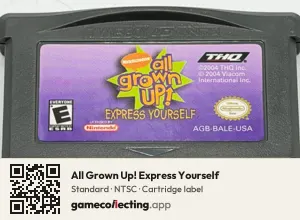 All Grown Up! Express Yourself Game Boy Advance, NTSC cartridge label