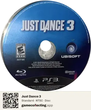 Just Dance 3 PlayStation 3, NTSC disc